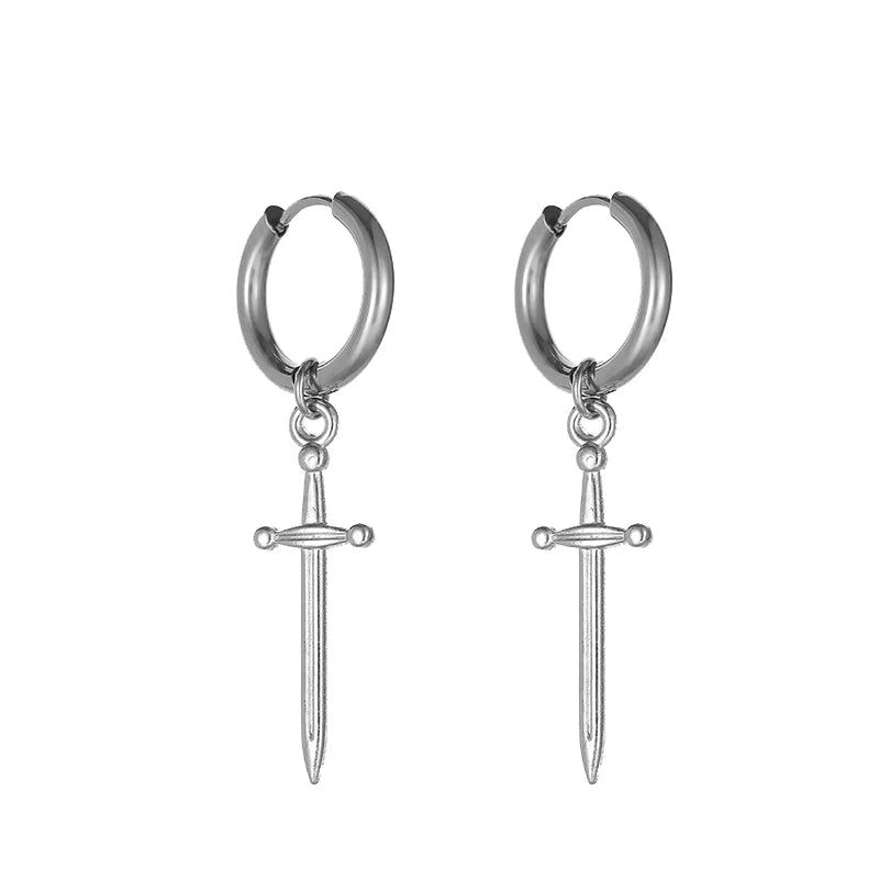 Crystal Ears Punk Gothic Stainless Steel Drop Earrings