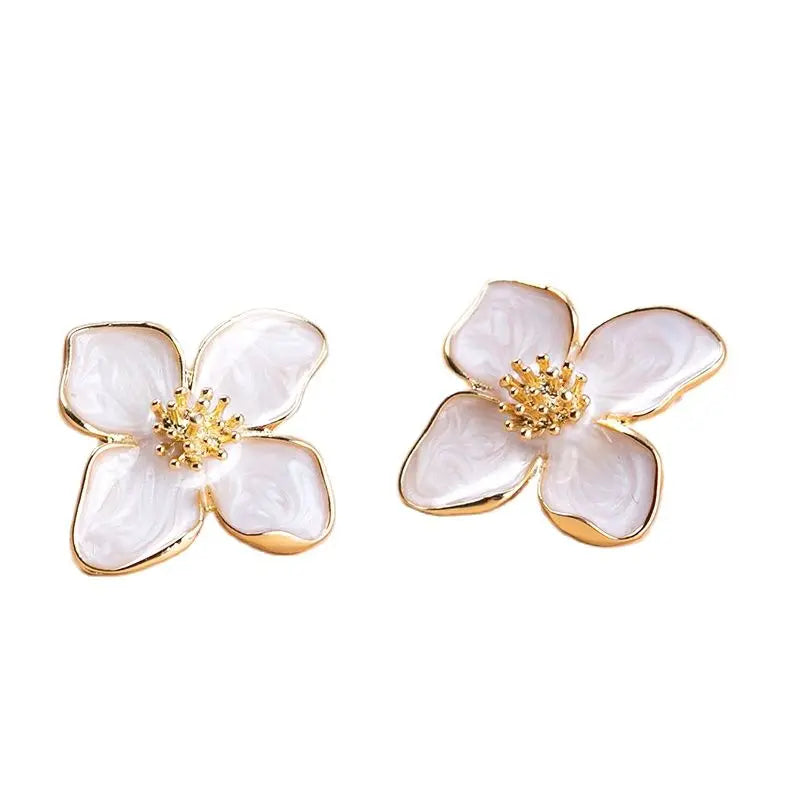 Crystal Ear Gold Plated Flower Earrings