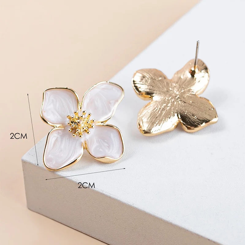 Crystal Ear Gold Plated Flower Earrings