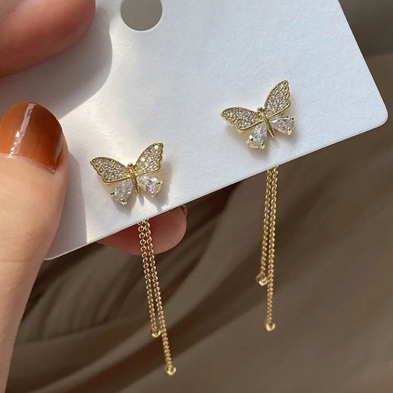 Crystal Ear Butterfly Earrings