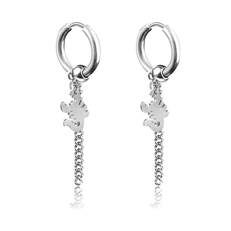 Crystal Ears Punk Gothic Stainless Steel Drop Earrings