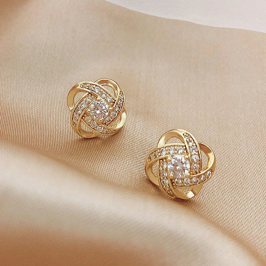 Crystal Ear Cross Hollow Geometric Earring