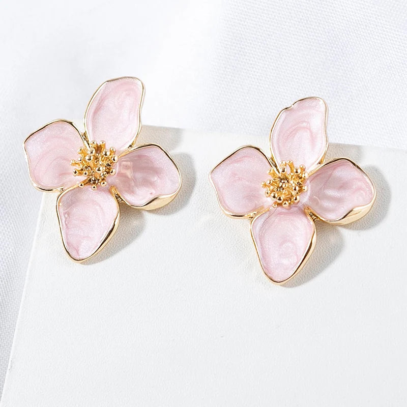 Crystal Ear Gold Plated Flower Earrings