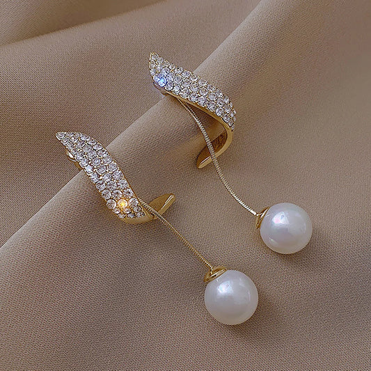 Crystal Ear Pearl Earrings