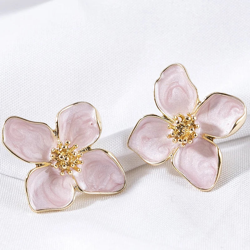 Crystal Ear Gold Plated Flower Earrings