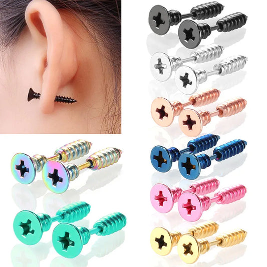 Crystal Ear Nail Screw Stud Earring