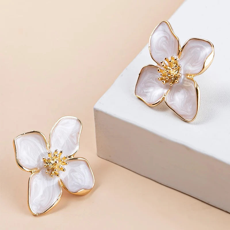 Crystal Ear Gold Plated Flower Earrings