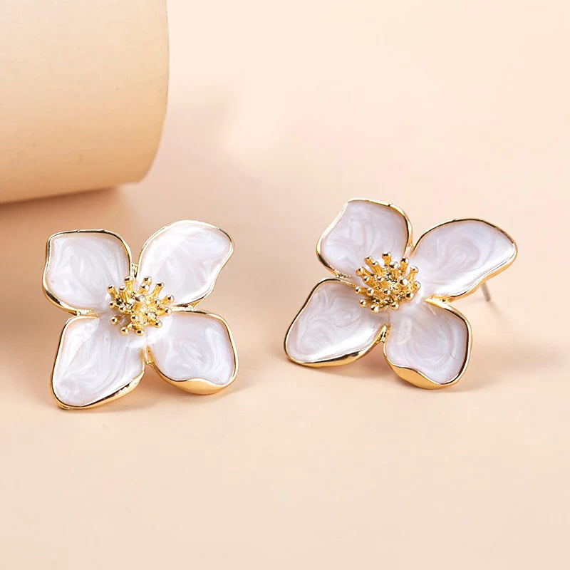 Crystal Ear Gold Plated Flower Earrings