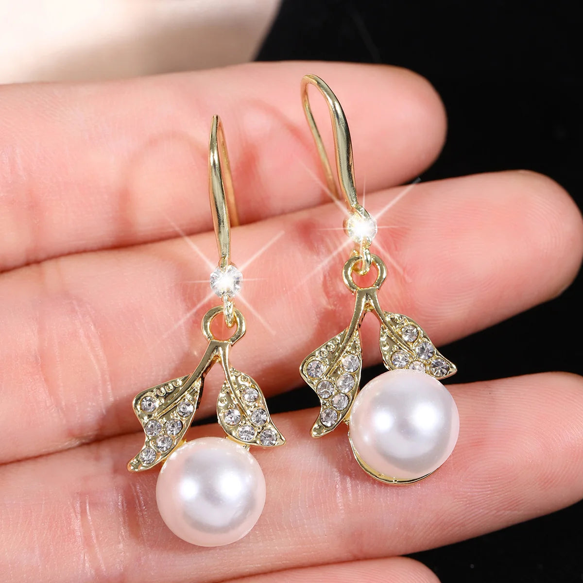 Crystal Ear Pearl Earrings