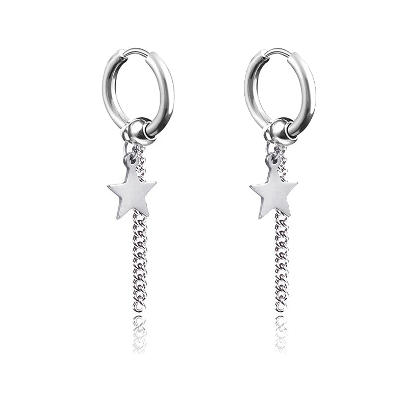 Crystal Ears Punk Gothic Stainless Steel Drop Earrings